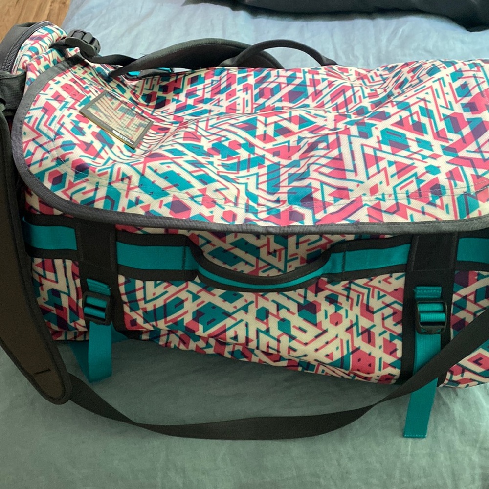 North Face waxed canvas duffel bag used once, like new